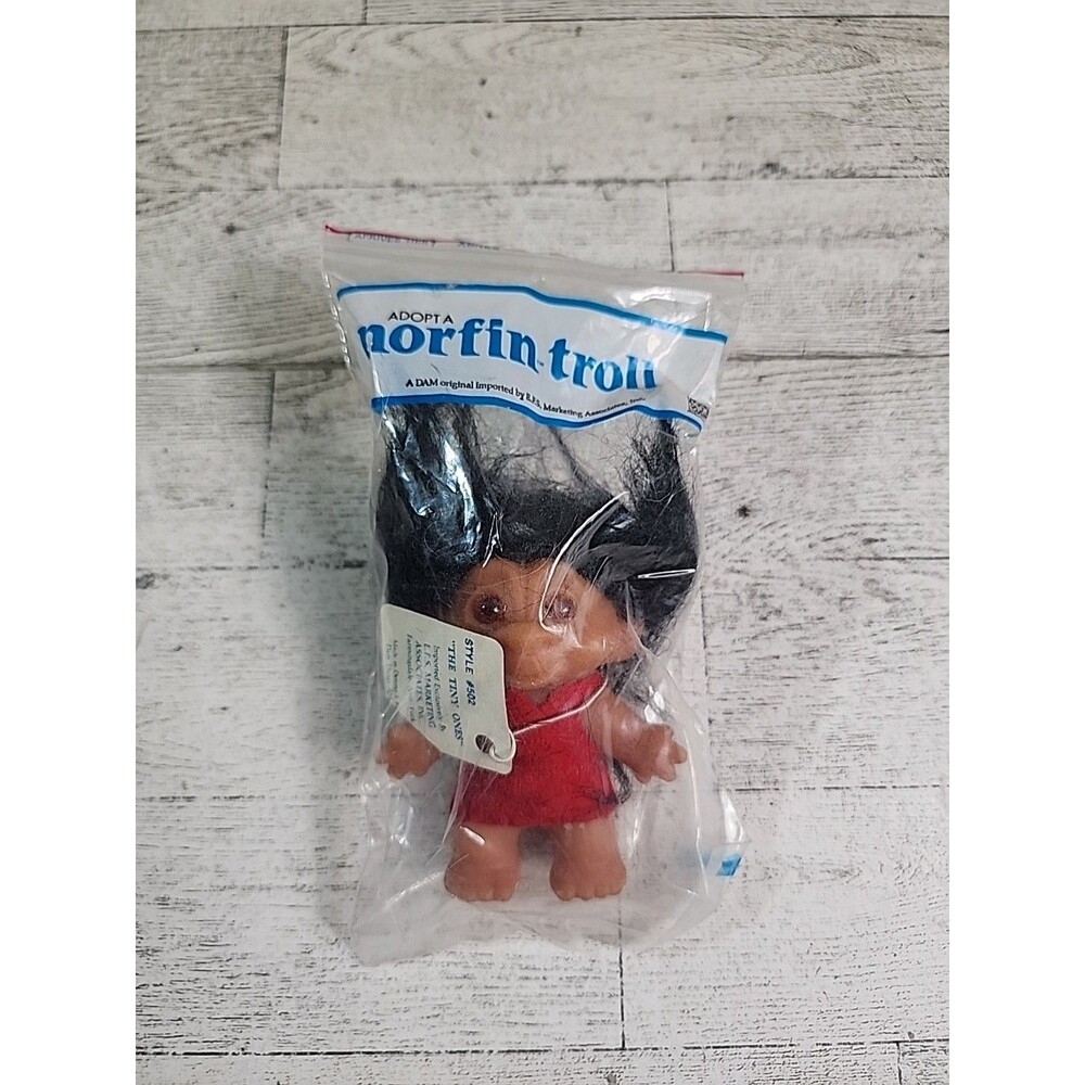 1980s Norfin Dam Troll Doll 3" The Tiny Ones Bagged Style #502 w/ TAG